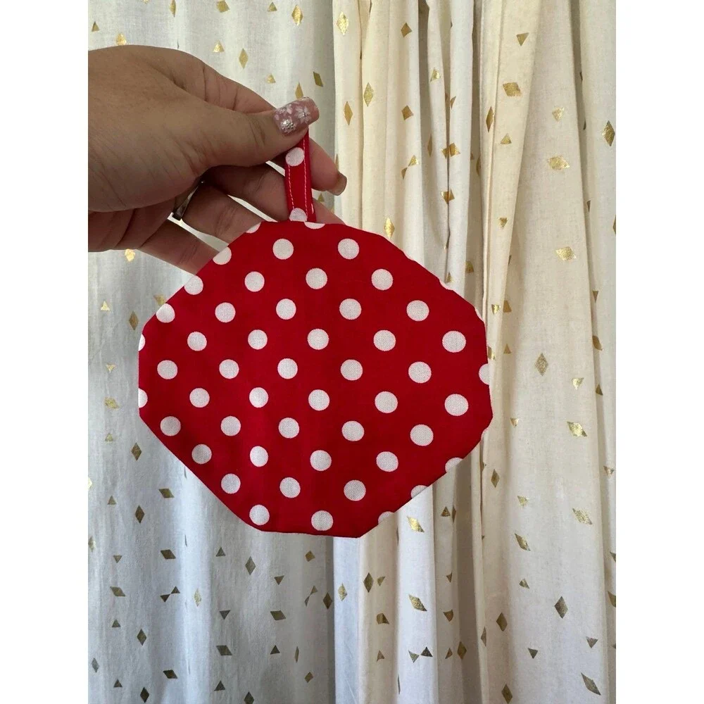 Handmade Polka Dot Zip Ear Air Pod Accessory Case Coin Octagon Pouch Bag Charm
